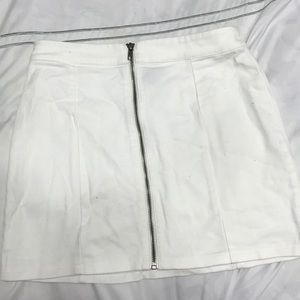 White Zip Front Skirt